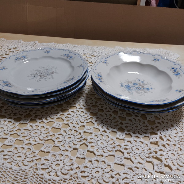 Zsolnay rare, blue-edged, blue floral pattern, baroque plates