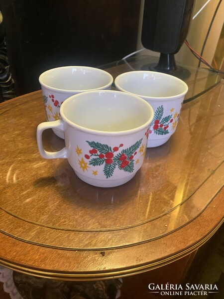 3 Unmarked Christmas mugs