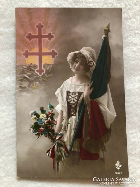 Antique colored i. World War II military photo postcard -8.