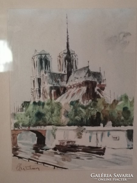 Paris notre dame watercolor