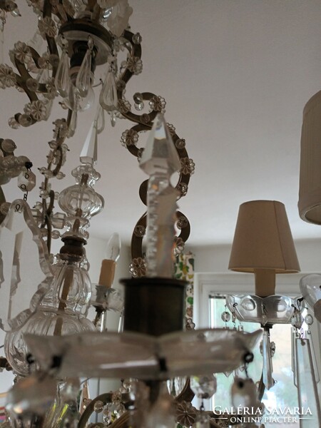 Brass crystal chandelier