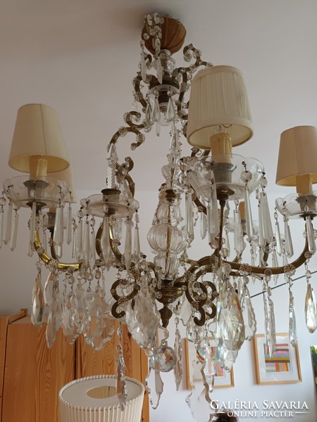 Brass Maria Theresa crystal chandelier