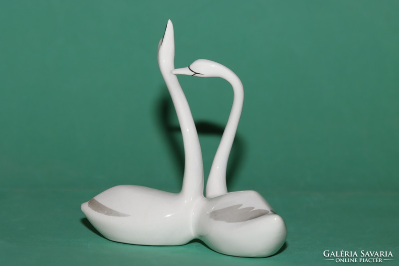 A pair of art deco swans from Raven House + free postage!