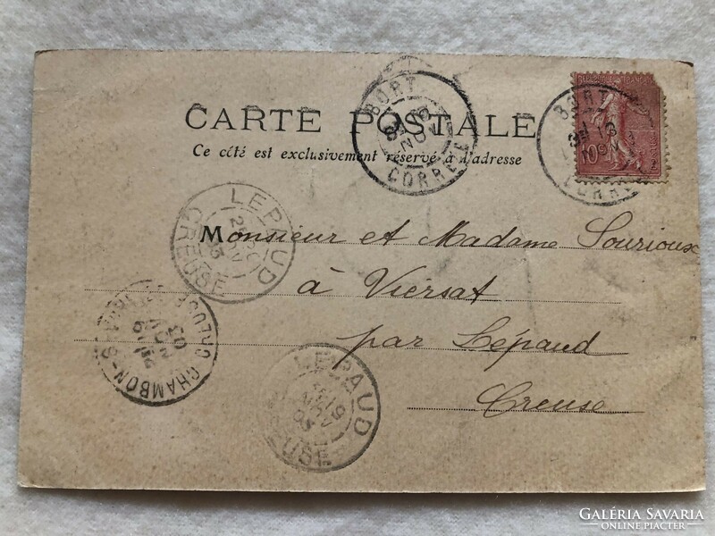 Antique, old postcard with long address - 1903 -7.