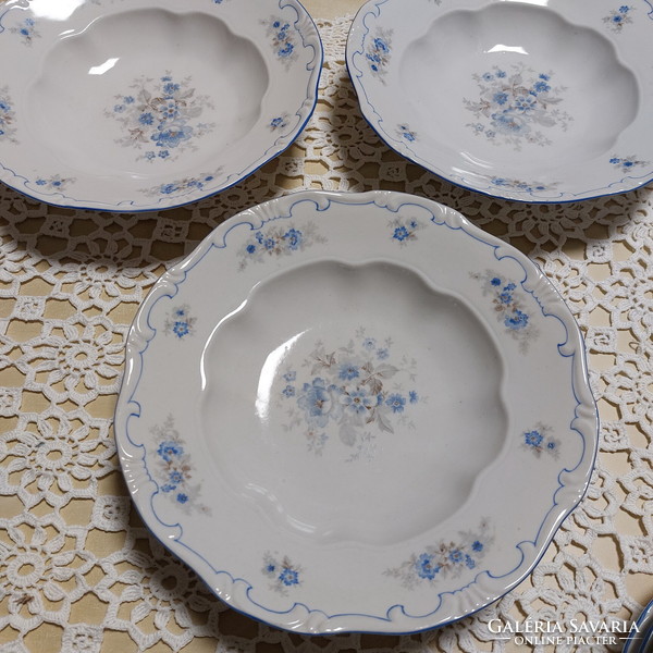 Zsolnay rare, blue-edged, blue floral pattern, baroque plates