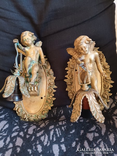 Sárgaréz falikar pár angyalos figurális