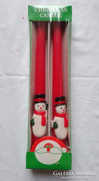 Két nagyméretű 25 cm piros karácsonyi gyertya Mikulás figurával ünnepi dekoráció dísz