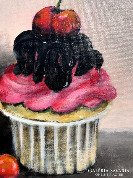 Cupcake - acrylic painting - 24 x 18 cm