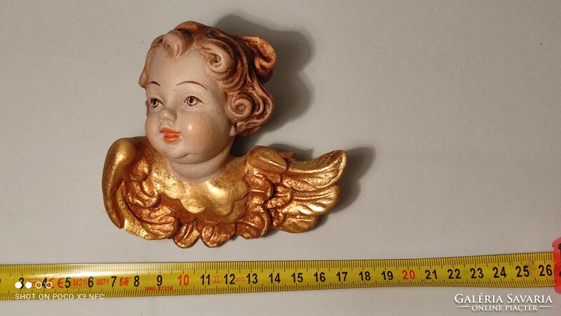 Antique art nouveau gilded wooden putto angel wall or Christmas tree decoration