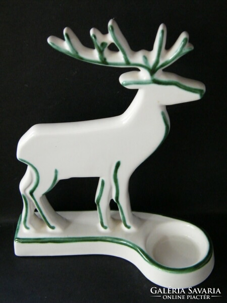 Gmundner green deer candleholder ceramic sculpture