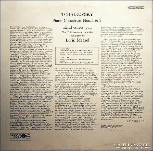 Tchaikovsky/gilels, maazel - piano concertos: no. 1 in B flat minor / no. 3 In E flat (LP, album)