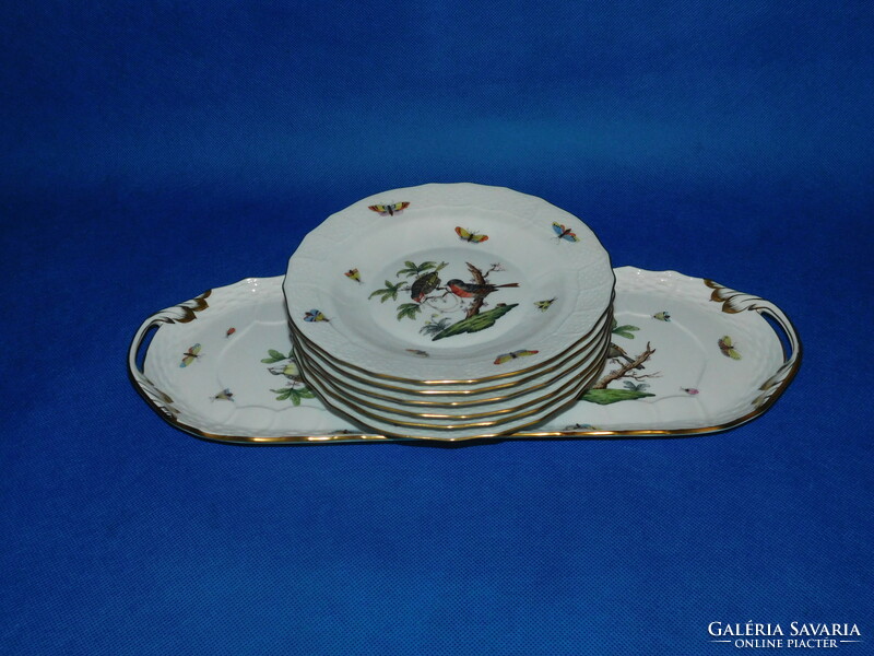 Herend Rothschild pattern 6-piece cookie set with giant cake plate