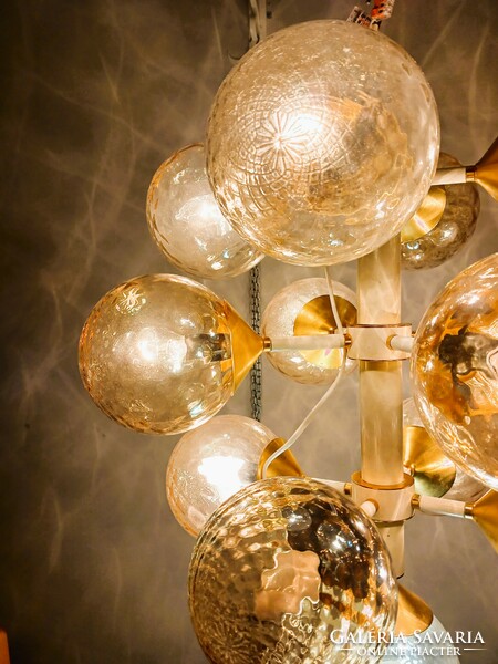 Space age sputnik chandelier lamp in gold