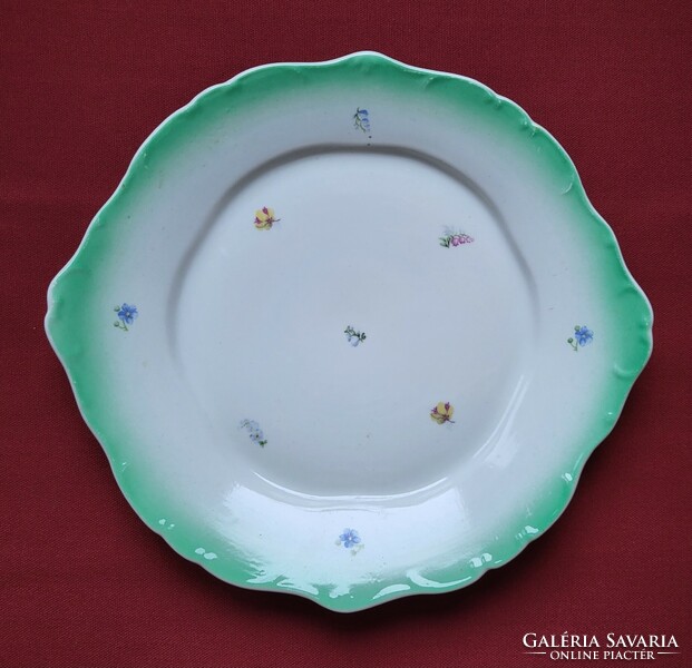 Hollóházi porcelán tálaló tál tányér süteményes virág mintával