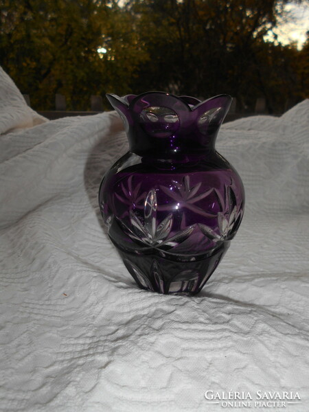 Purple lead crystal vase - heavy, massive piece