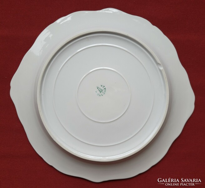 Hollóháza porcelain serving bowl plate with cake flower pattern