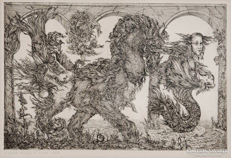 Margit Balla (1947): the figures leave the tapestry, 15/35 - numbered etching, 1975, framed