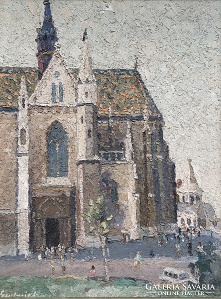 Gyelmis Lukács (1899-1979)  Mátyás-templom c. Képcsarnokos festménye