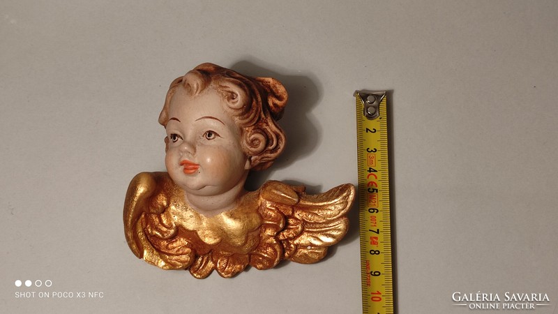 Antique art nouveau gilded wooden putto angel wall or Christmas tree decoration