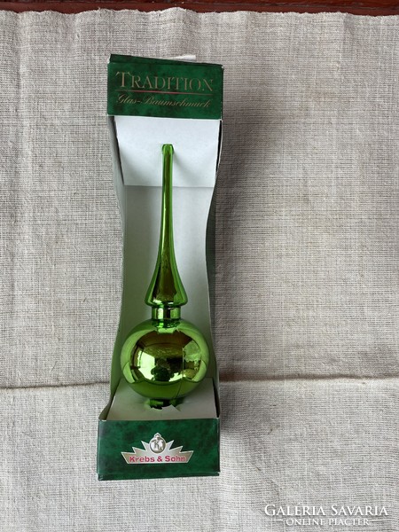 Gyönyörű zöld üveg csúcsdísz karácsonyfadísz  dísz csomag karácsonyi.      üveg