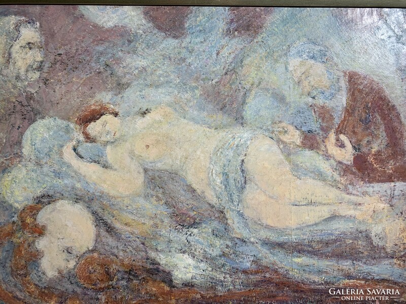 XX .század eleji európai festő olaj, vászon festmény, 53 x 80 cm-es