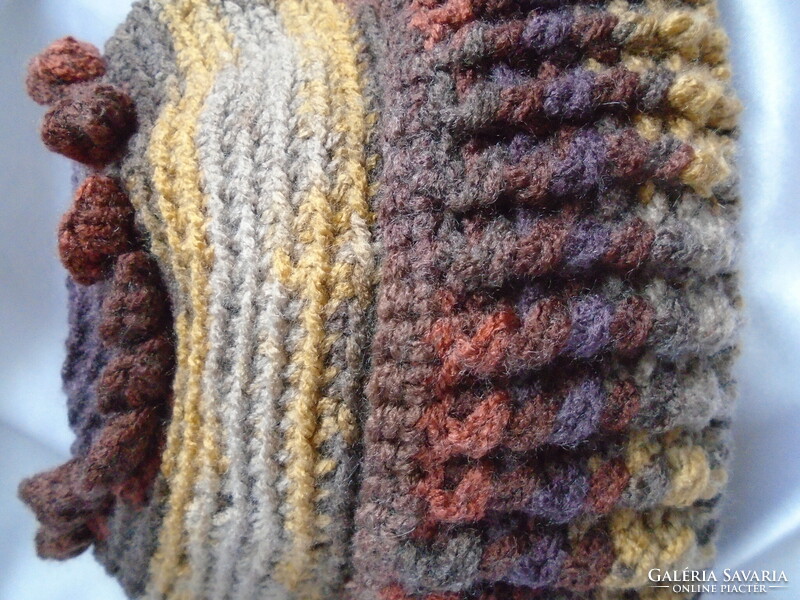 Handmade hat crocheted in several shades of brown.