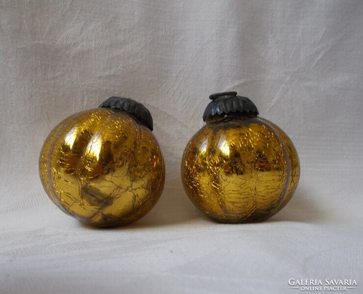 Christmas ornament, glass sphere, pine tree Christmas tree ornament, golden pine ornament 2 pcs