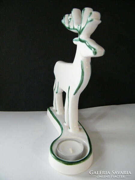 Gmundner green deer candleholder ceramic sculpture