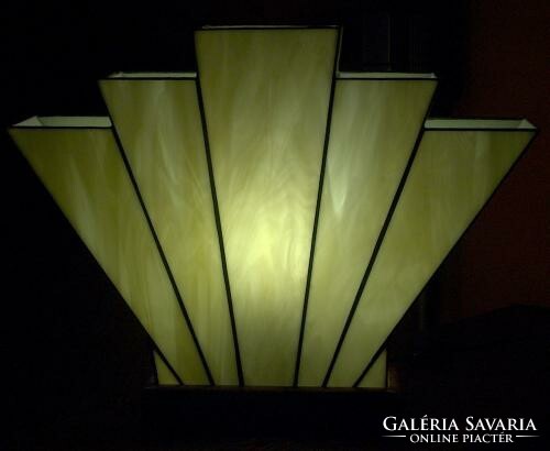 Table lamp on artificial stone base