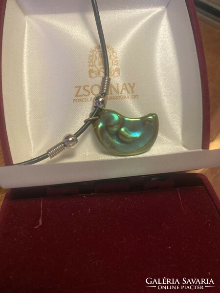 Zsolnay eosin pendant on a chain