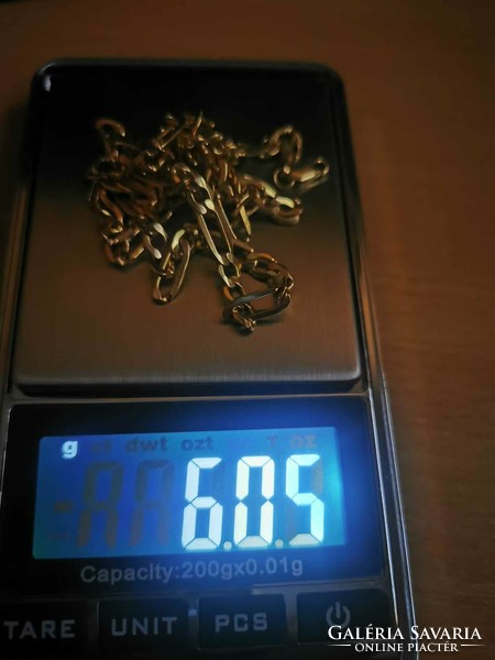 14 karátos figaró fazonú uniszex arany nyaklánc, 6 g. 54 cm.
