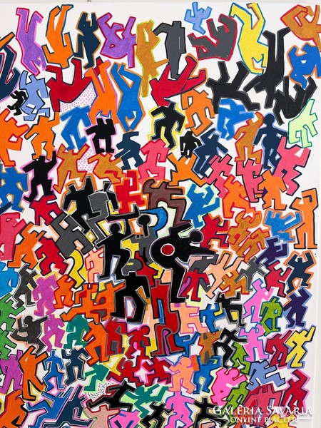 Cesare Tolomelli - People" 7"  Akril  , vászon 70 x70 cm