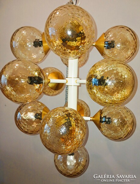 Space age sputnik chandelier lamp in gold