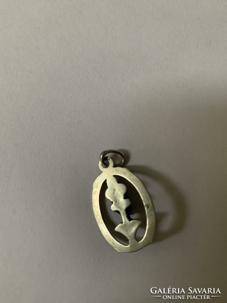Antique silver, enameled mint head pendant