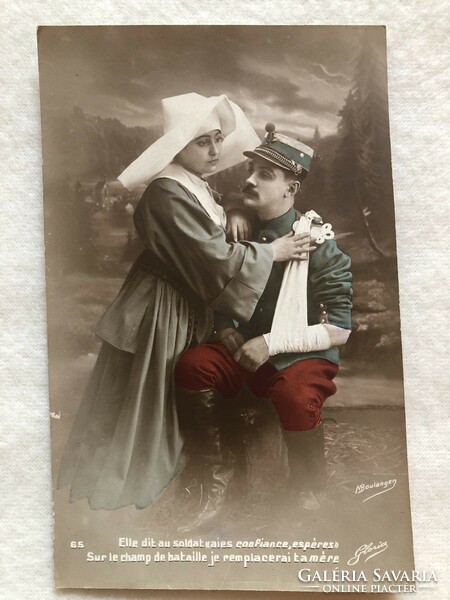 Antik színezett I. világháborús katonai fotó képeslap - 1918                               -8.