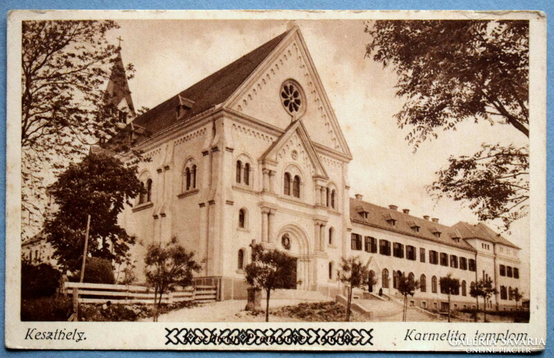 Keszthely - Karmelita templom  - régi fotó képeslap