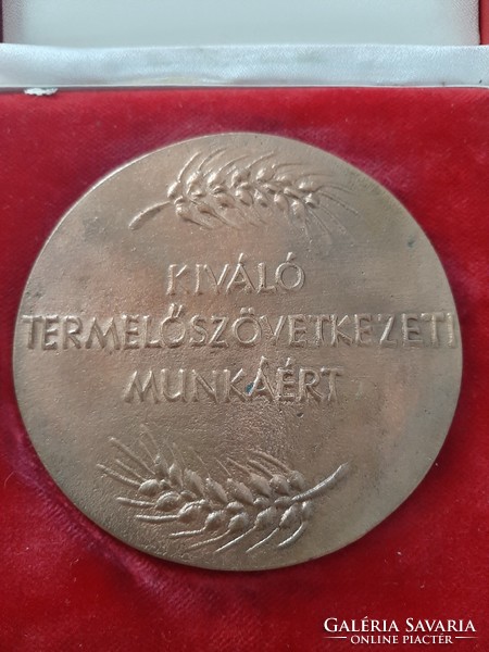 T.O.T.Kiváló termelőszövetkezeti Munkáért bronz v réz Somogyi Árpád szignó emlék plakett kitűzővel