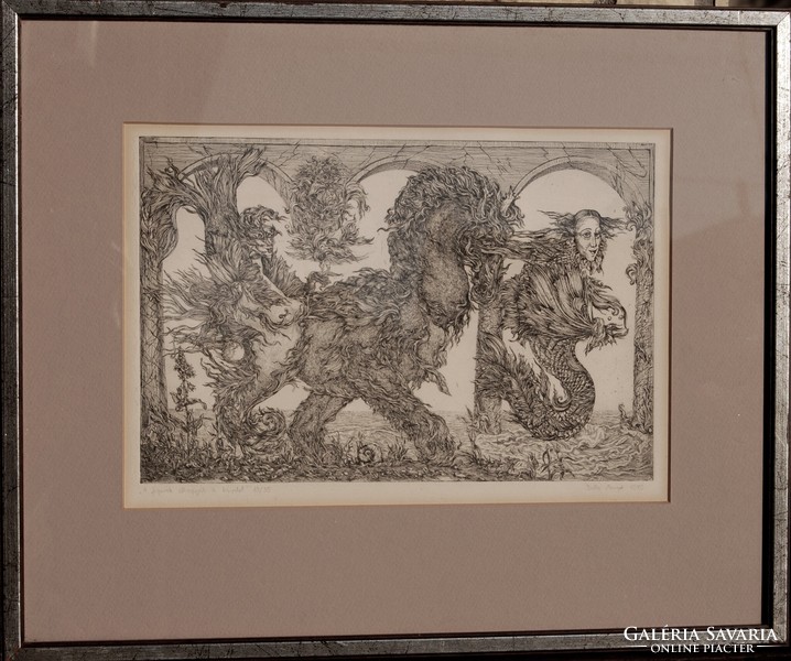 Margit Balla (1947): the figures leave the tapestry, 15/35 - numbered etching, 1975, framed