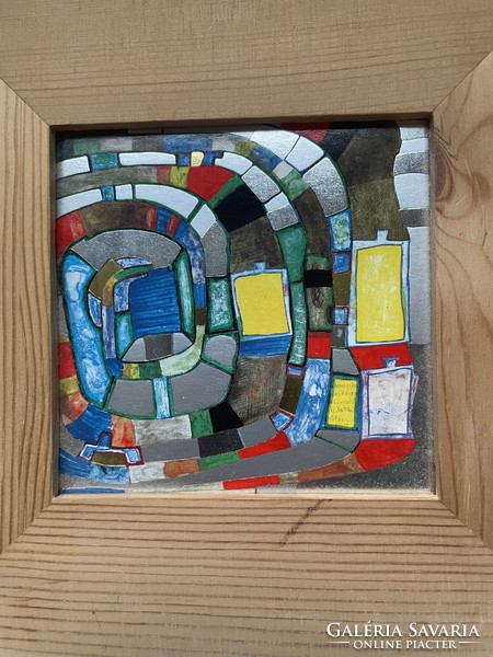 Hundertwasser print with natural pine frame