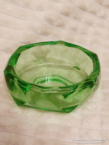 Yellow green polished ashtray.