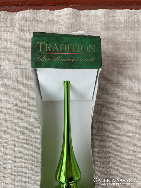 Gyönyörű zöld üveg csúcsdísz karácsonyfadísz  dísz csomag karácsonyi.      üveg