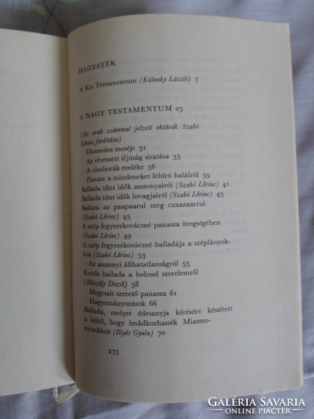 All poems by Francois villon (Hungarian helikon, 1971; French literature, poem)
