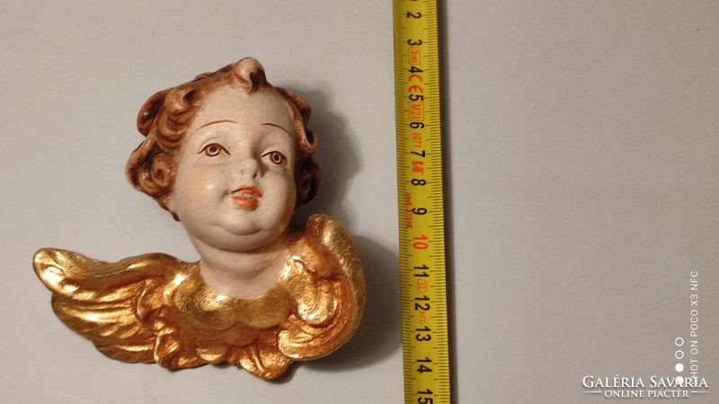 Antique gilded Art Nouveau wooden putto angel wall or Christmas tree decoration