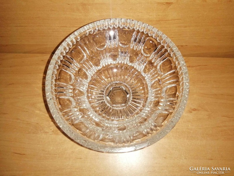 Vastag üveg talpas kínáló tál asztalközép - 13 cm magas (6/p)