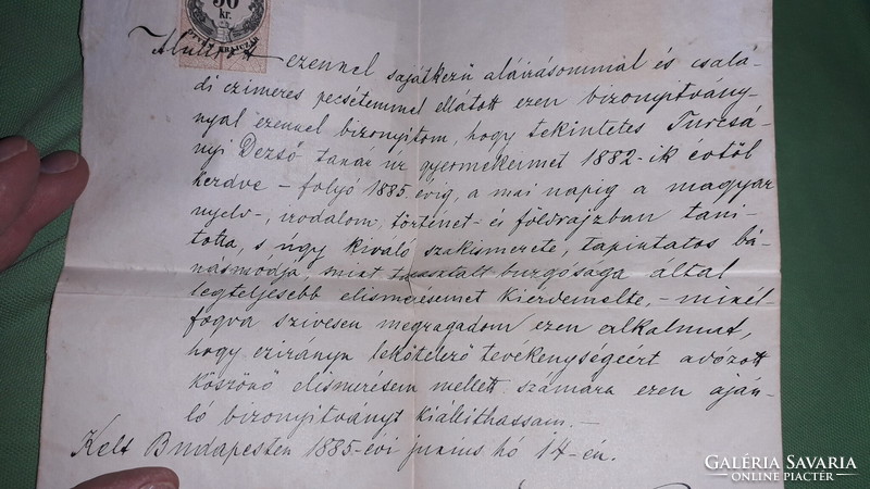 1885. Letter of recommendation from Count Nándor Zichy to private tutor Dezső Turcsányi Collectors of sealed documents