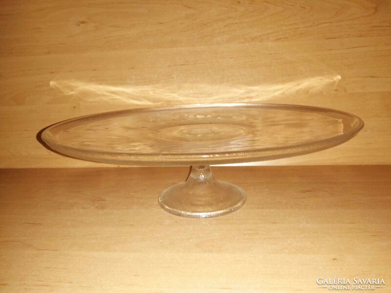 Talpas üveg gyümölcsmintás tortatál sütemény kínáló asztalközép - átm. 31 cm (asz)