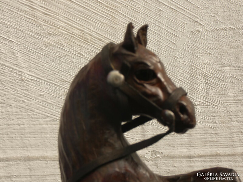 Leaping horse sculpture made of leather, beautiful leather work made in the 1970s. From France!