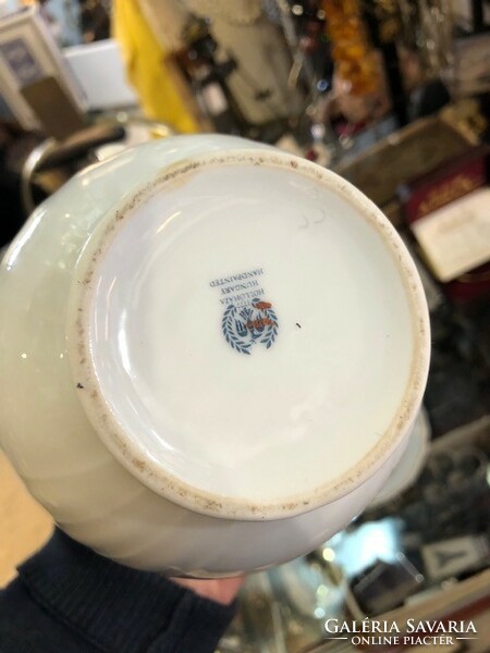 Hollóháza porcelain spout, 0.8 liter with 2 cups, flawless.