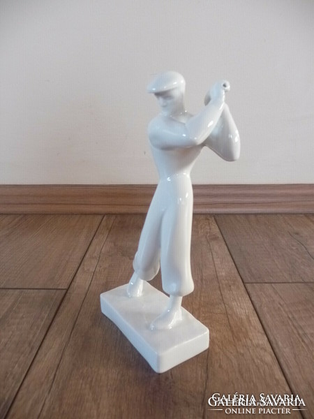 Rare antique zsolnay golfer figure