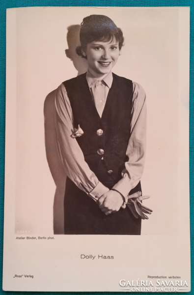 Dolly Haas külföldi színésznő, divat a 30 - 40-s években, postatiszta fotóképeslapok